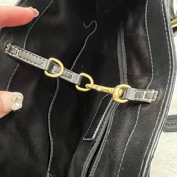 Vintage Coach Bag Y2K Black Leather Gold Hardware Top Handle Handbag Purse - Picture 8 of 11